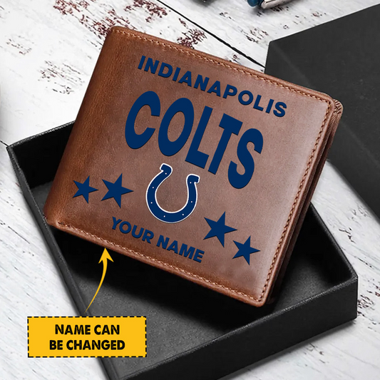 IND Football Leather Man Black Brown Wallet Personalized Any Name DATND TANTD