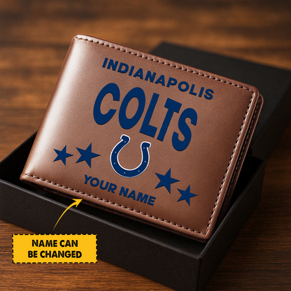IND Football Leather Man Black Brown Wallet Personalized Any Name DATND TANTD