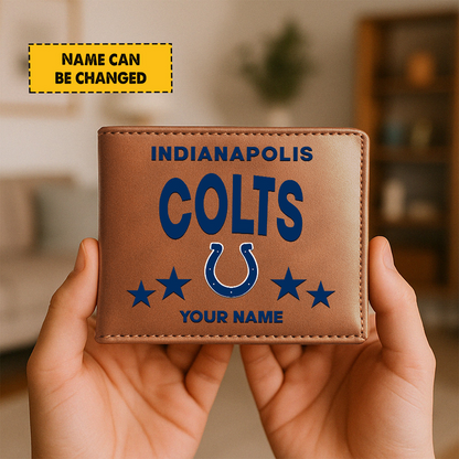 IND Football Leather Man Black Brown Wallet Personalized Any Name DATND TANTD