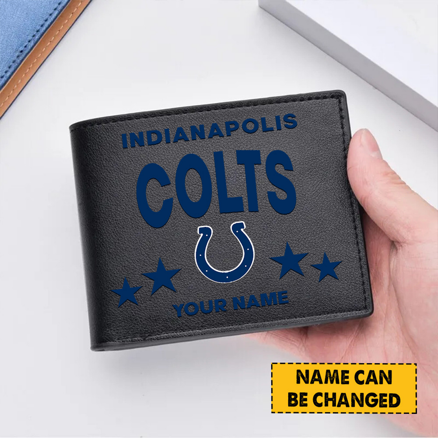 IND Football Leather Man Black Brown Wallet Personalized Any Name DATND TANTD