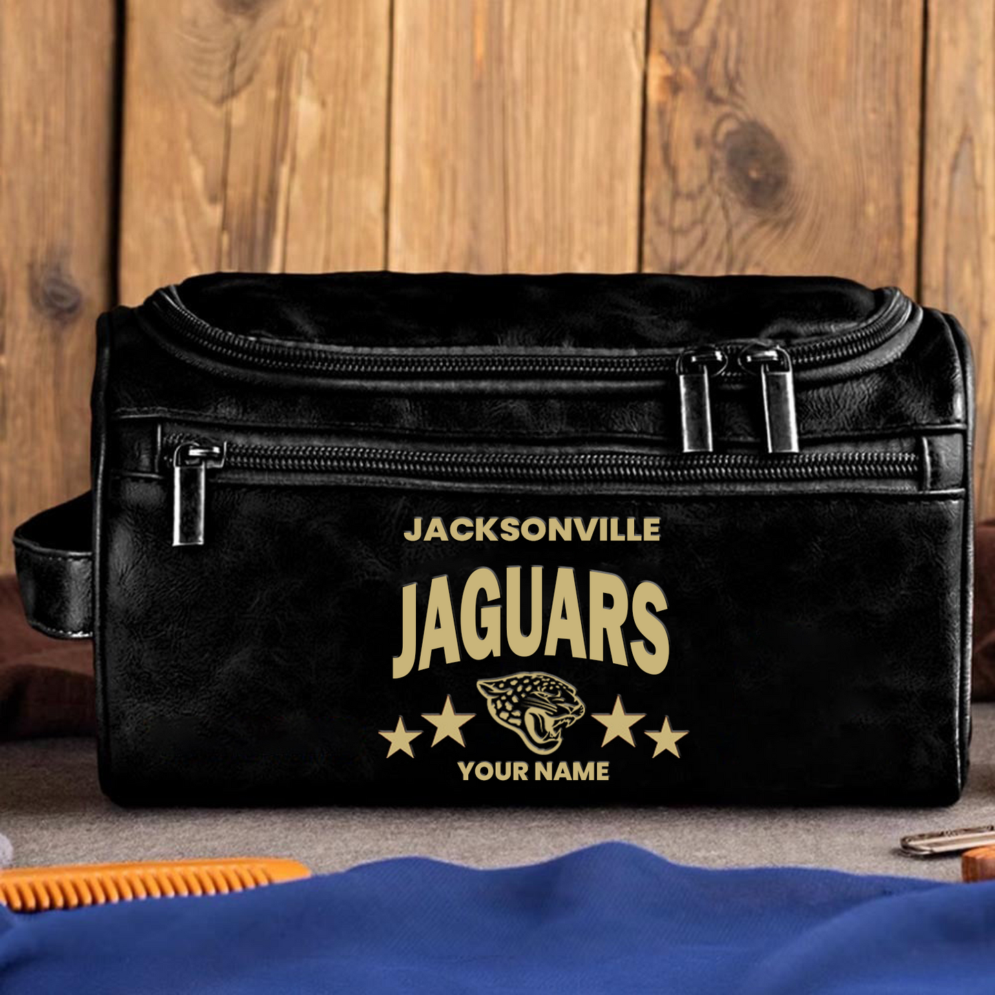 JAC Football Men Leather Toiletry Bag Custom Any Name DATND TANTD
