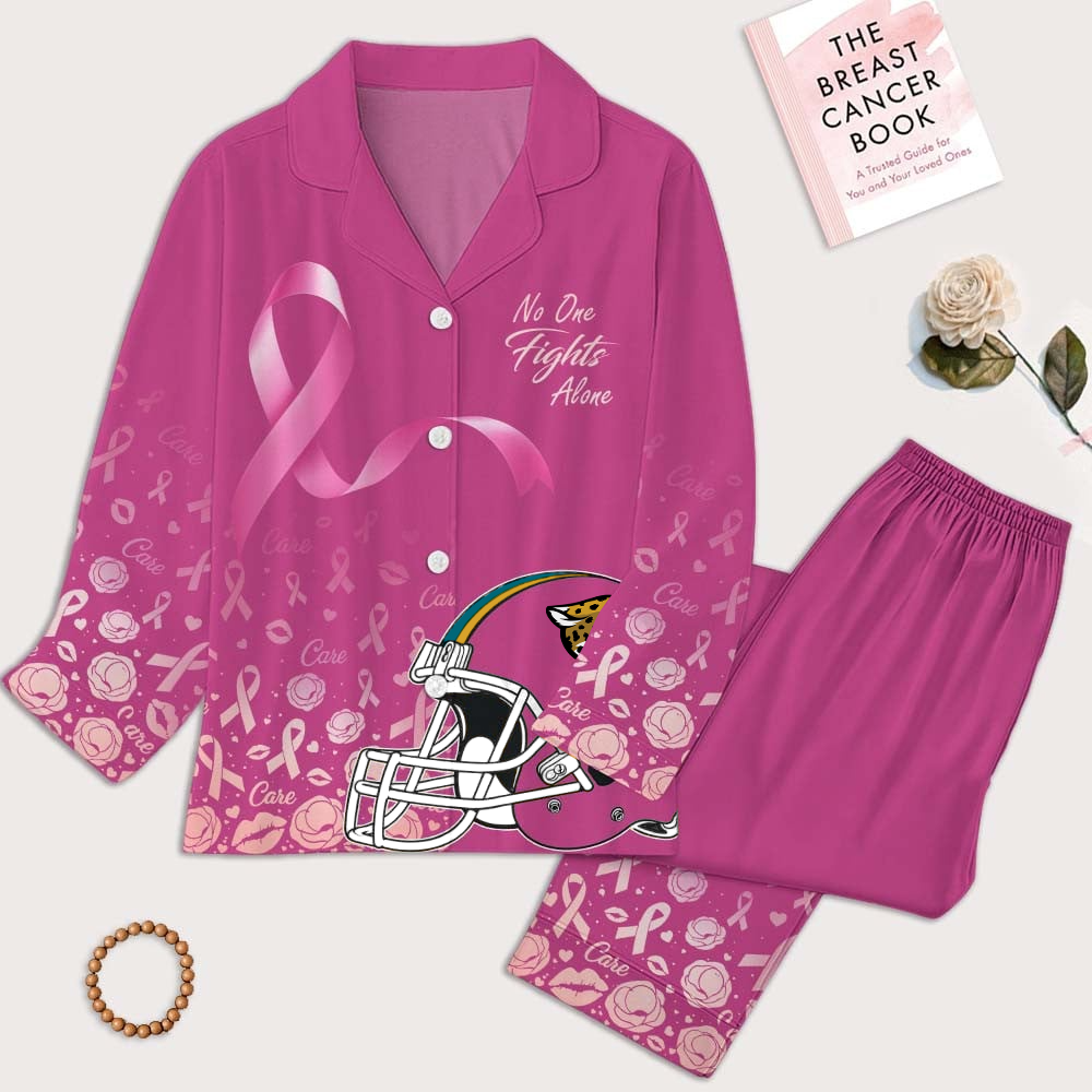 JJ Premium NFL Breast Cancer October Button Pajamas Set DDT NTL