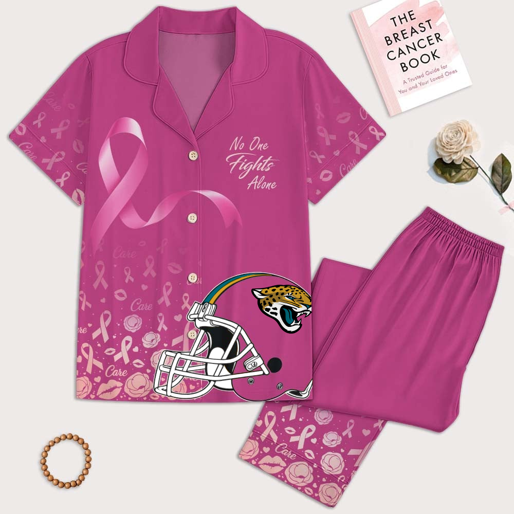 JJ Premium NFL Breast Cancer October Button Pajamas Set DDT NTL