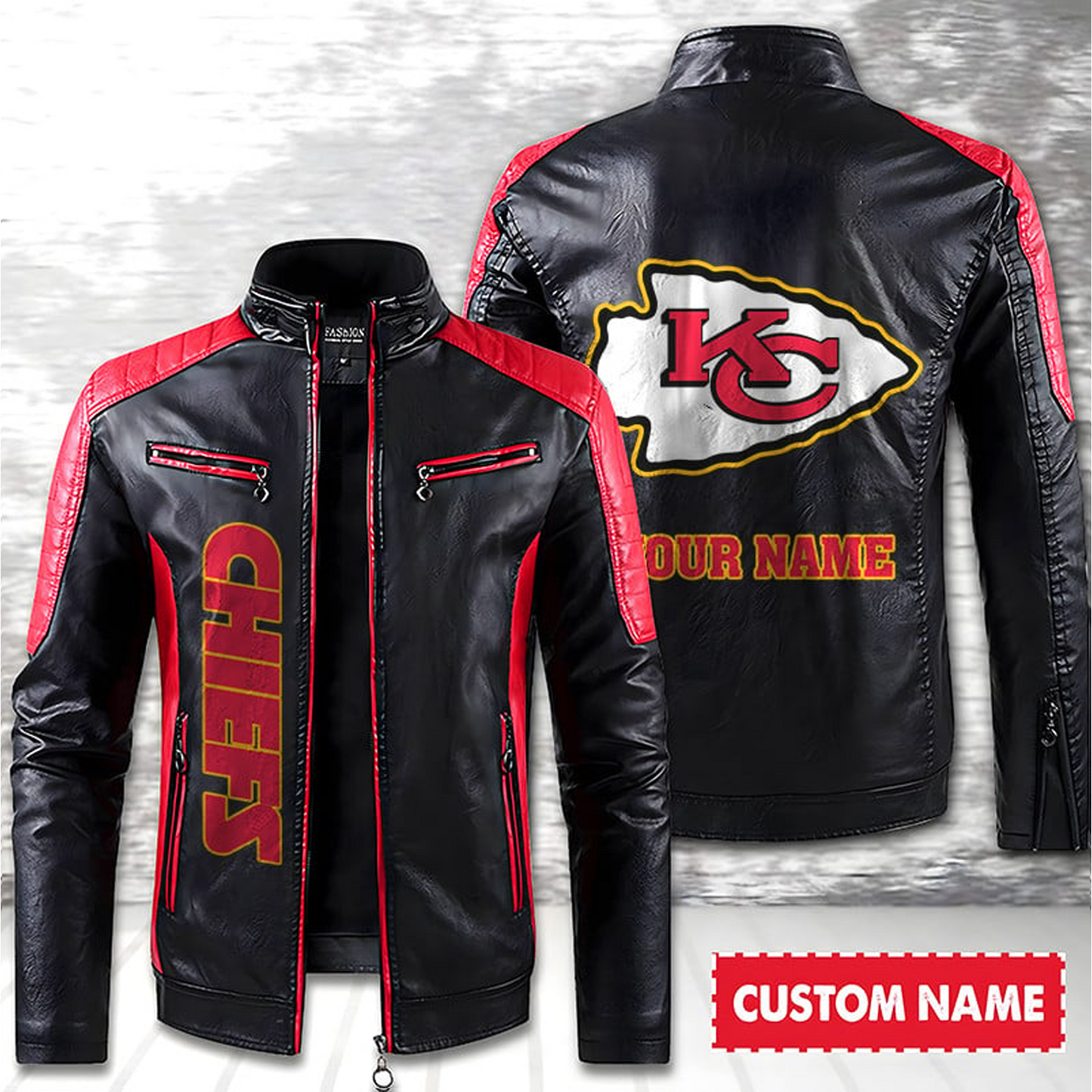 KC American Football Men Leather Jacket Custom Any Name Gifts DatND DVT