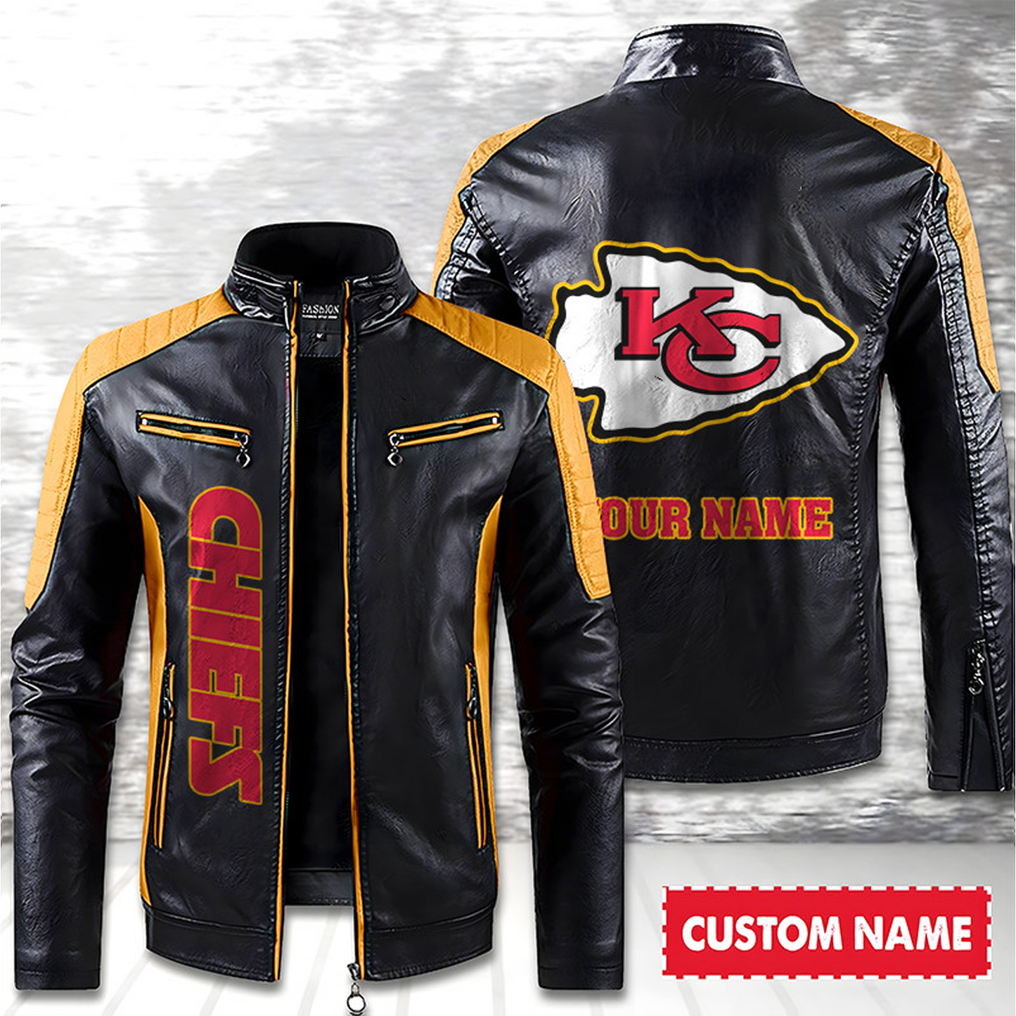 KC American Football Men Leather Jacket Custom Any Name Gifts DatND DVT