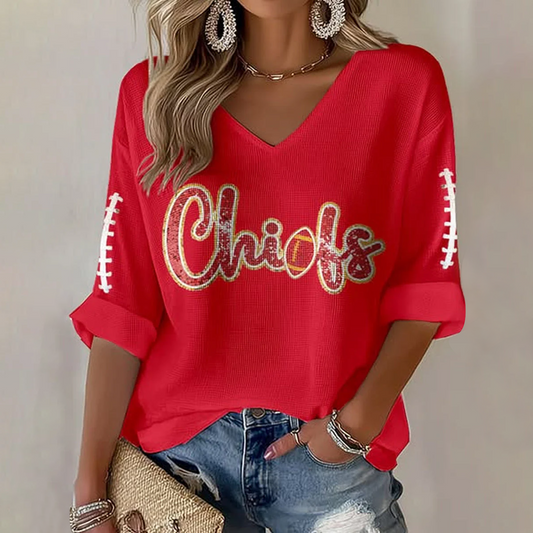 KC Football Fans Lovers Gameday Casual Long-Sleeve Top DATND TANTD