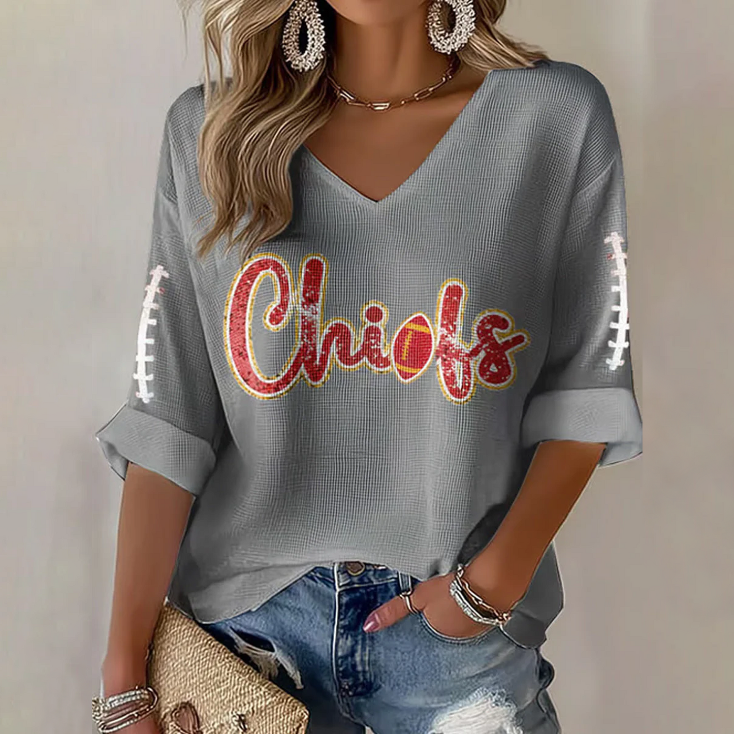 KC Football Fans Lovers Gameday Casual Long-Sleeve Top DATND TANTD