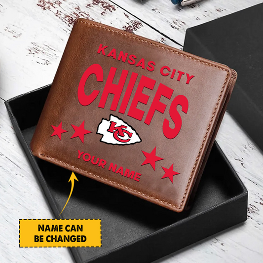 KC Football Leather Man Black Brown Wallet Personalized Any Name DATND TANTD