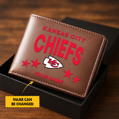 KC Football Leather Man Black Brown Wallet Personalized Any Name DATND TANTD