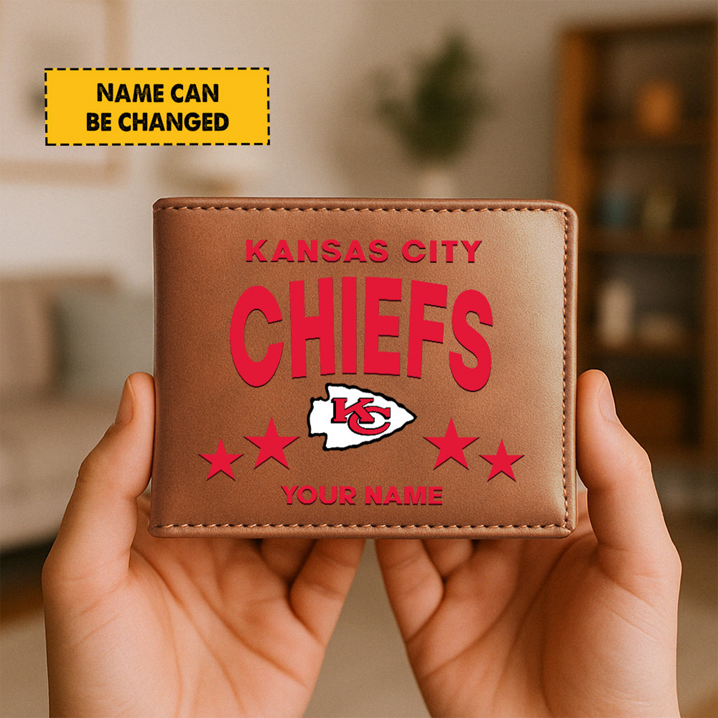 KC Football Leather Man Black Brown Wallet Personalized Any Name DATND TANTD