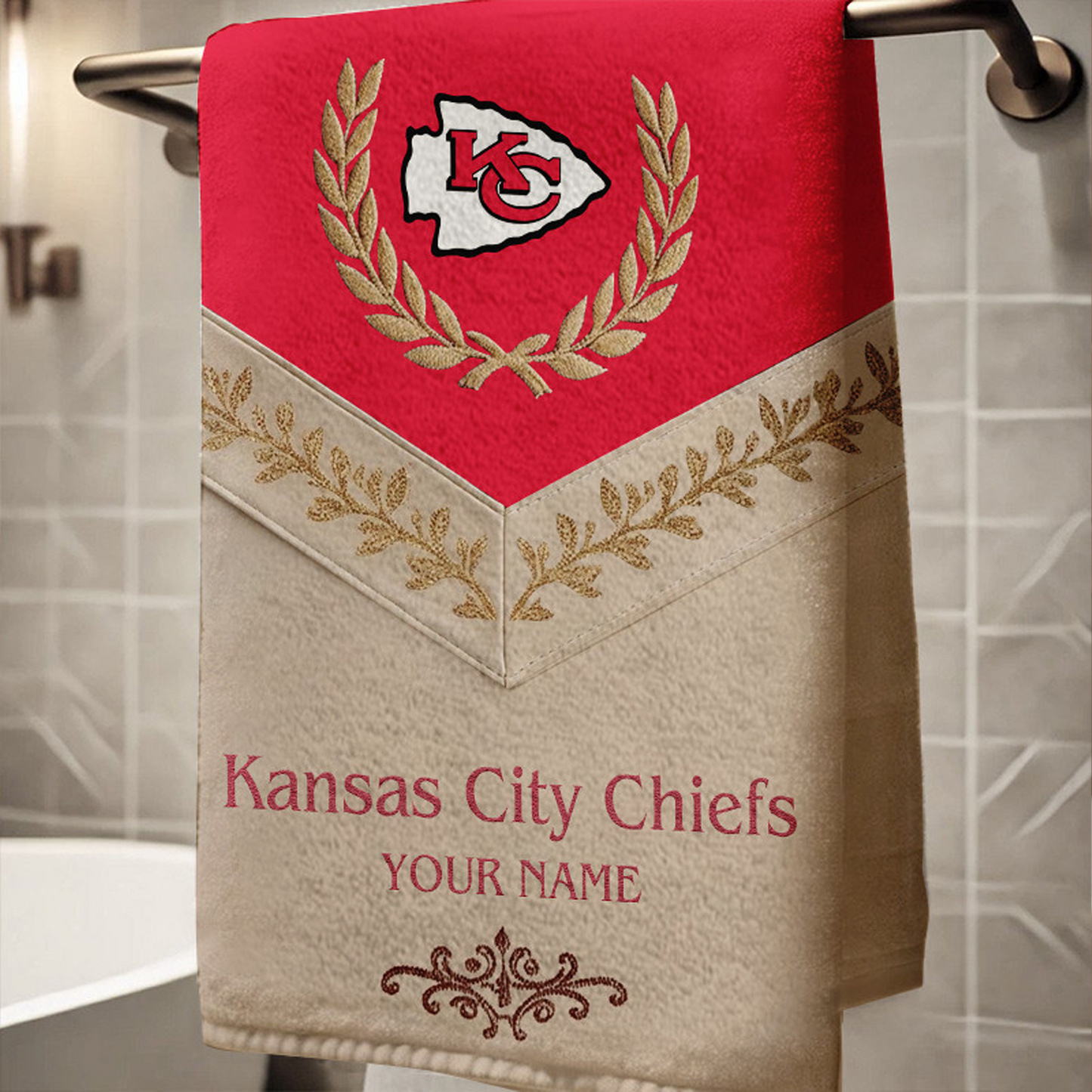 KC Football New Bath Towel Custom Name DATND TANTD