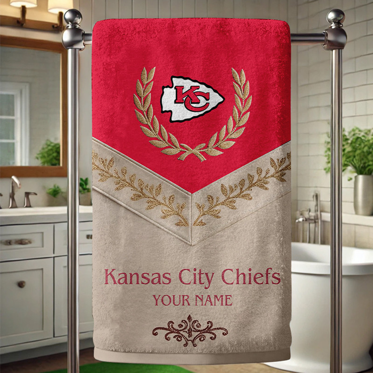KC Football New Bath Towel Custom Name DATND TANTD