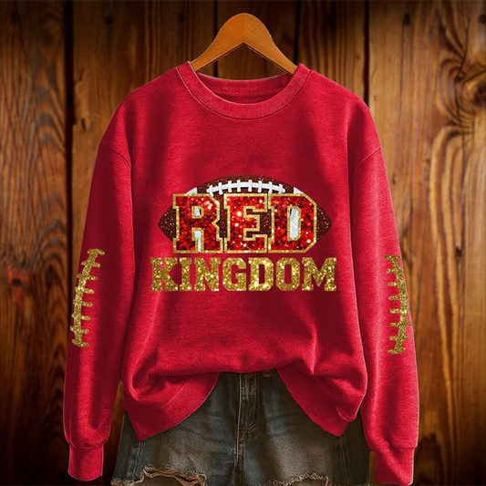KC NFL Women's Red Kingdom Football Printed Sweatshirt DATND TANTD