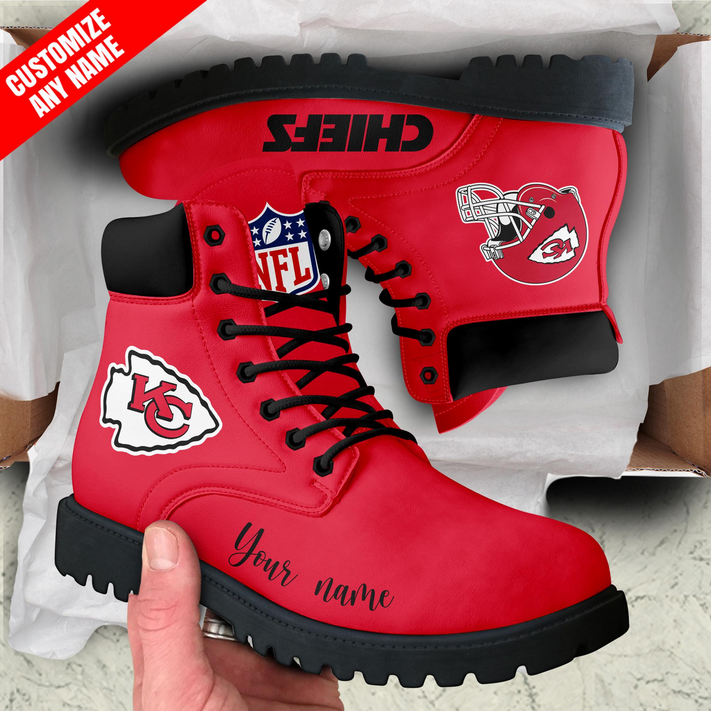 KC x NFL Custom Leather Boots DATND TANTD