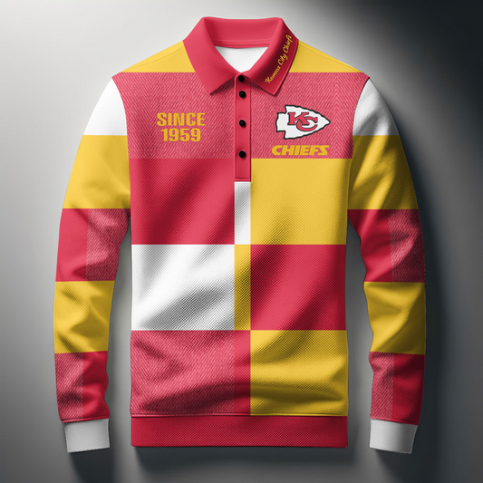 KC x NFL Men Style Polo Long Sleeves Shirt DatND DVT