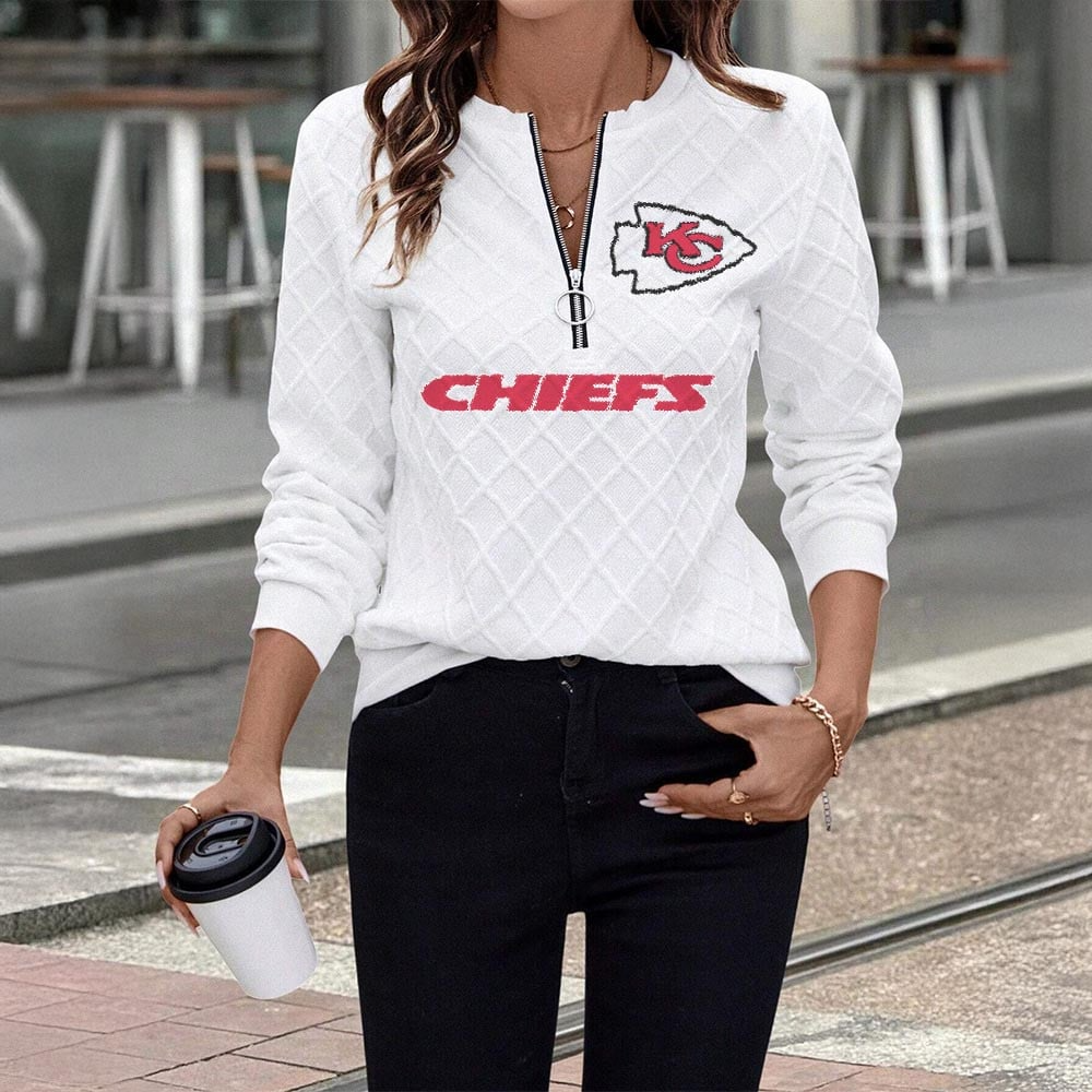 KCC x NFL Women's Knit Textured Fabric Zip Up Sweatshirt DDT CTND