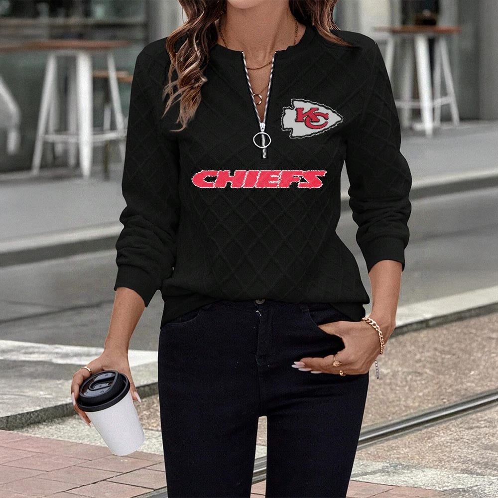 KCC x NFL Women's Knit Textured Fabric Zip Up Sweatshirt DDT CTND
