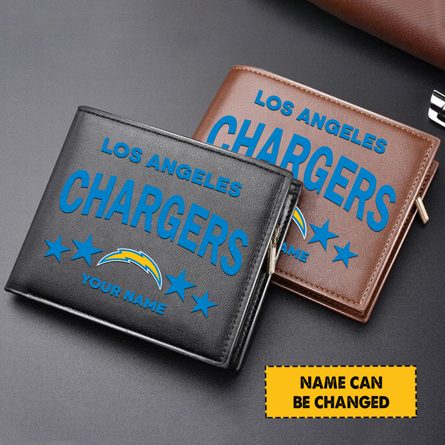 LAC Football Leather Man Black Brown Wallet Personalized Any Name DATND TANTD