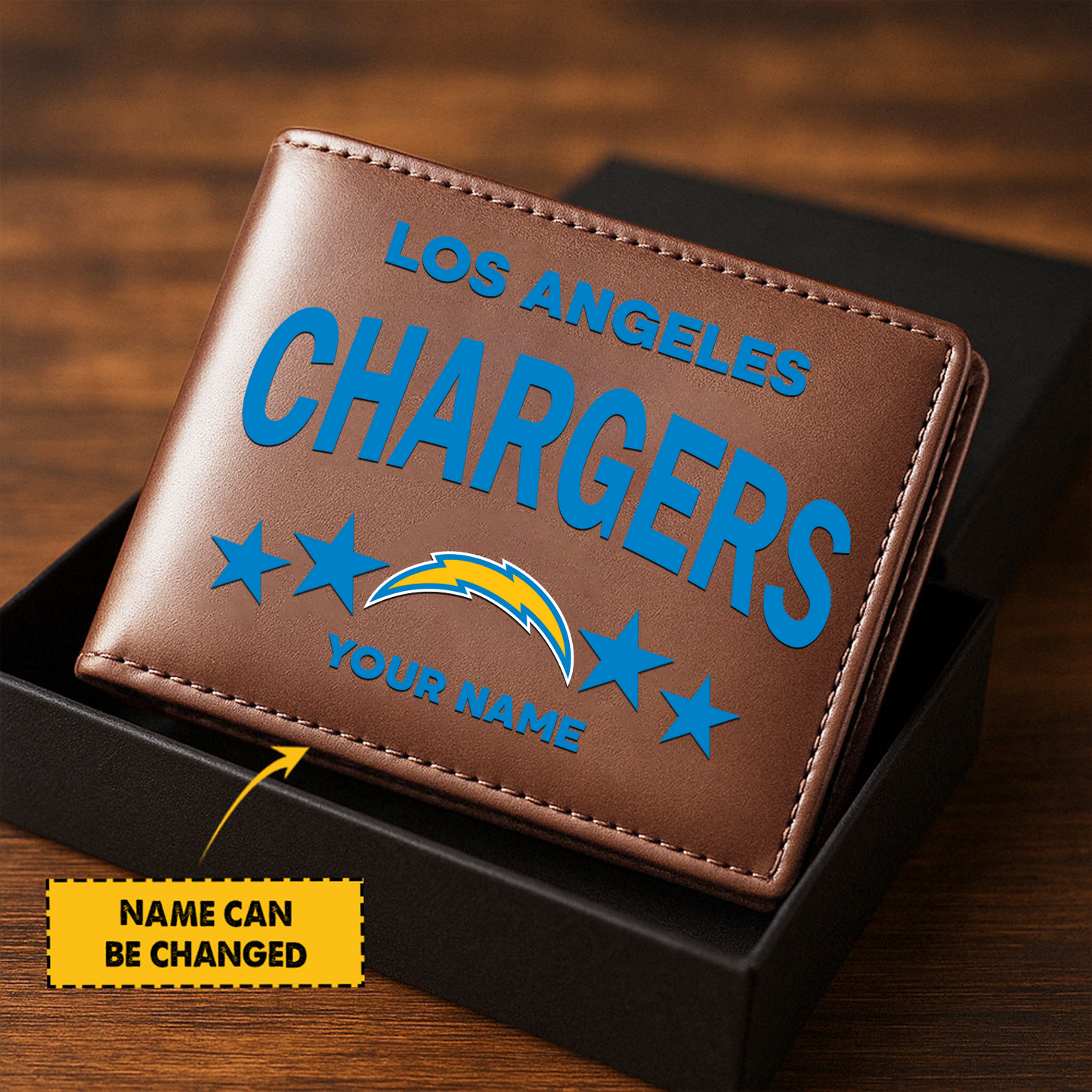 LAC Football Leather Man Black Brown Wallet Personalized Any Name DATND TANTD
