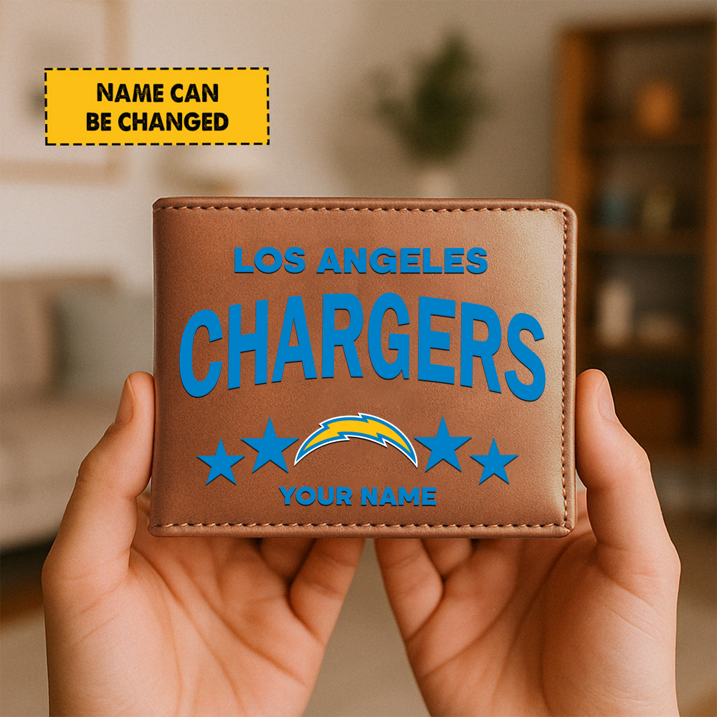 LAC Football Leather Man Black Brown Wallet Personalized Any Name DATND TANTD