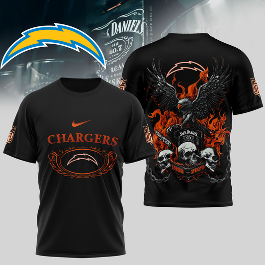 LAC Premium NFL Flaming Eagle Skull T-Shirt DDT CTND