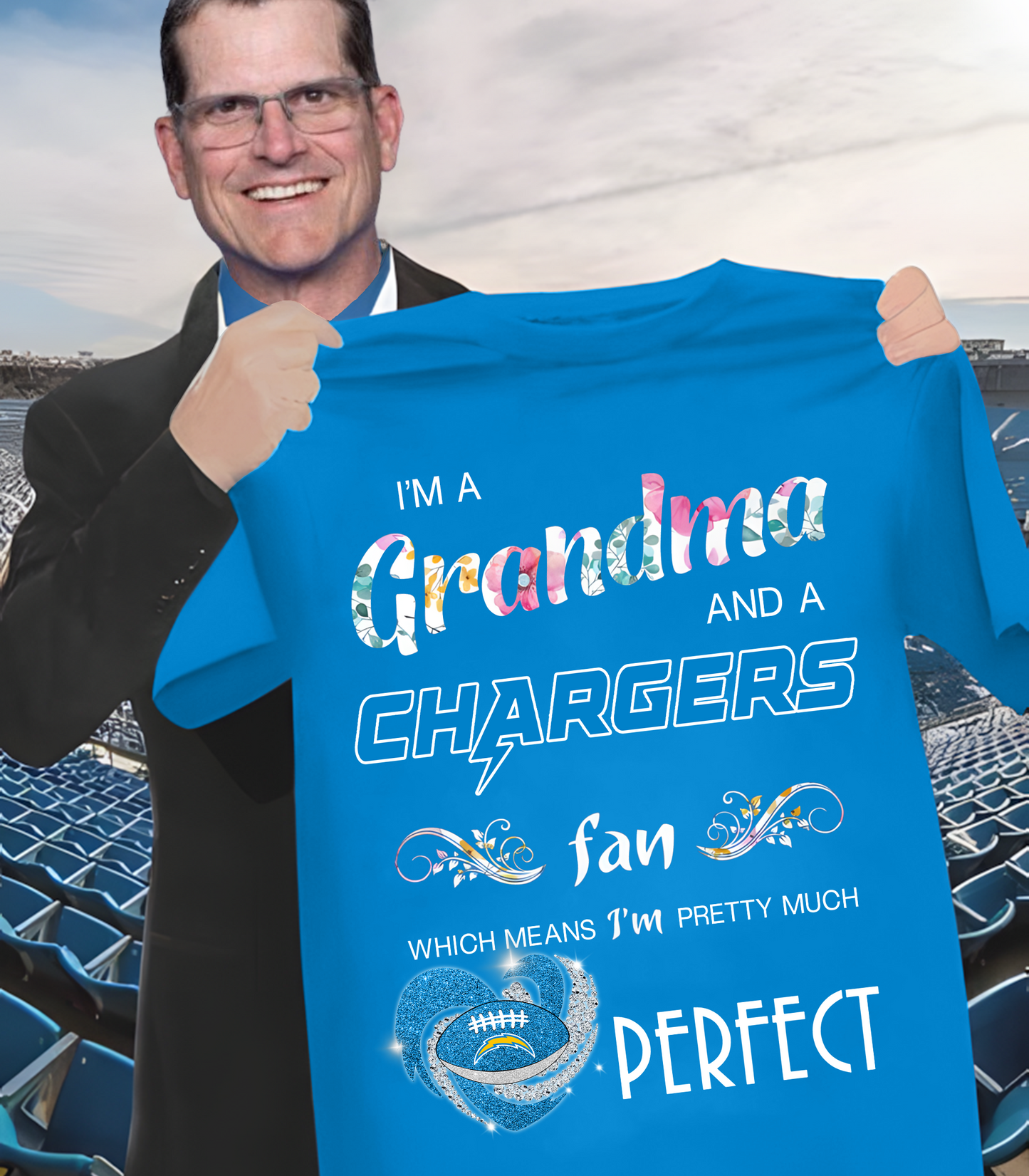 LAC x NFL I'm A Grandma And A Fan Which Mean I'm Pretty Much Perfect 2D Shirt DatND ThuongNH
