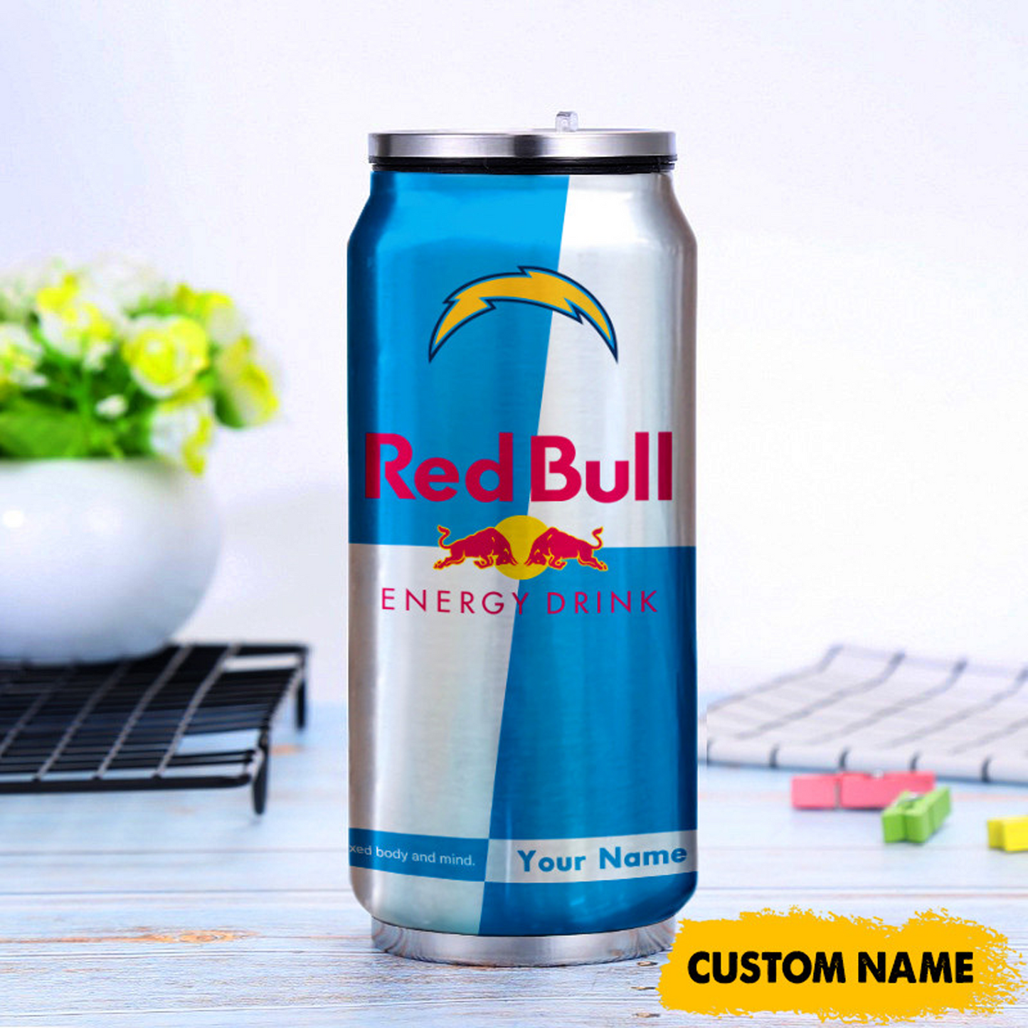 LAC x NFL Mix RedB Drink Can Tumbler Custom Any Name DATND TANTD