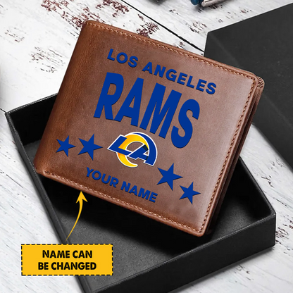 LAR Football Leather Man Black Brown Wallet Personalized Any Name DATND TANTD