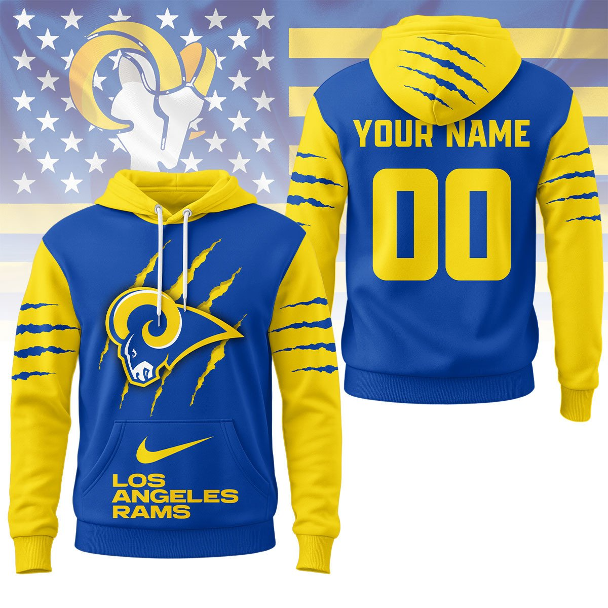 LAR Premium NFL Fan Pride Claw Hoodie DDT CTND