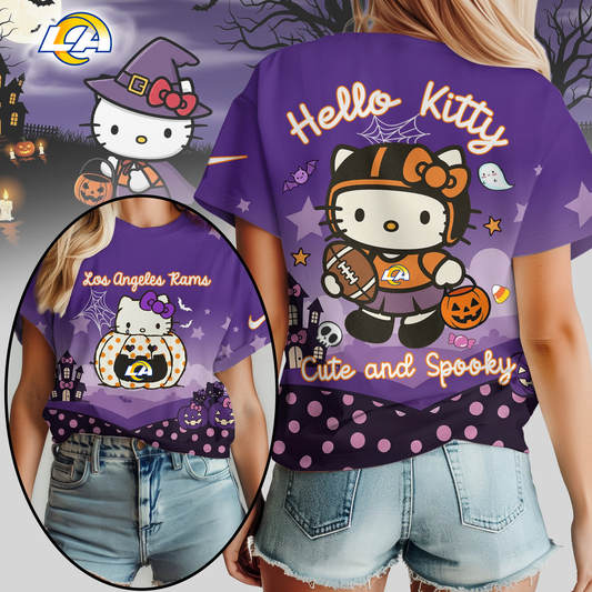 LAR Premium NFL Hello Kitty Cute & Spooky Halloween Women Shirt DDT CTND