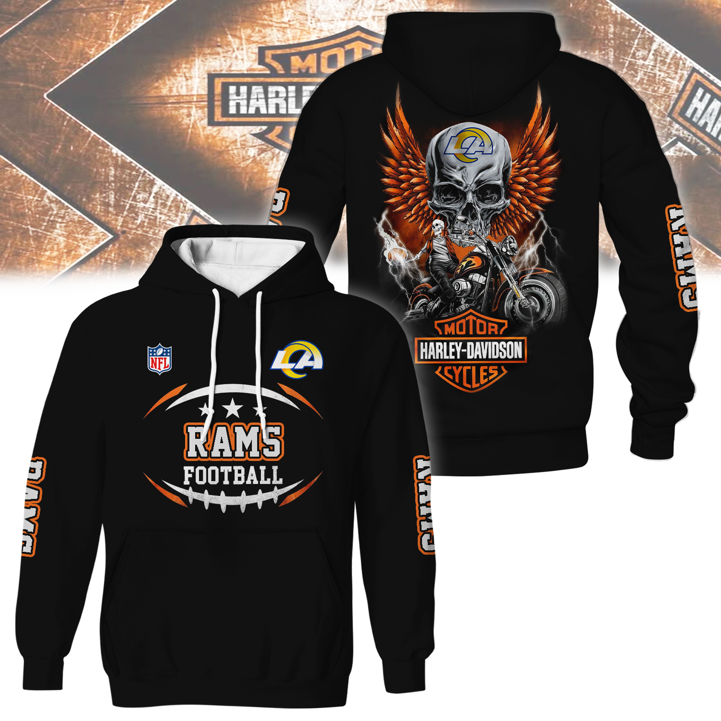 LAR Premium NFL Motorcycle 3D Shirt DDT CTND