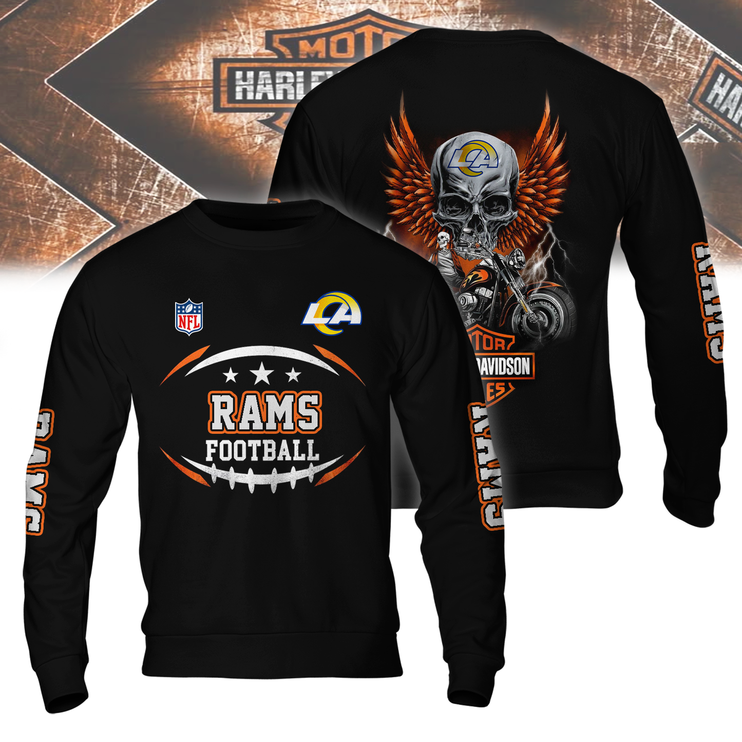 LAR Premium NFL Motorcycle 3D Shirt DDT CTND