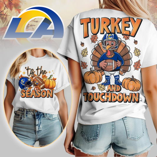 LAR Premium NFL Turkey and Touchdown Women's Shirt DDT NTL