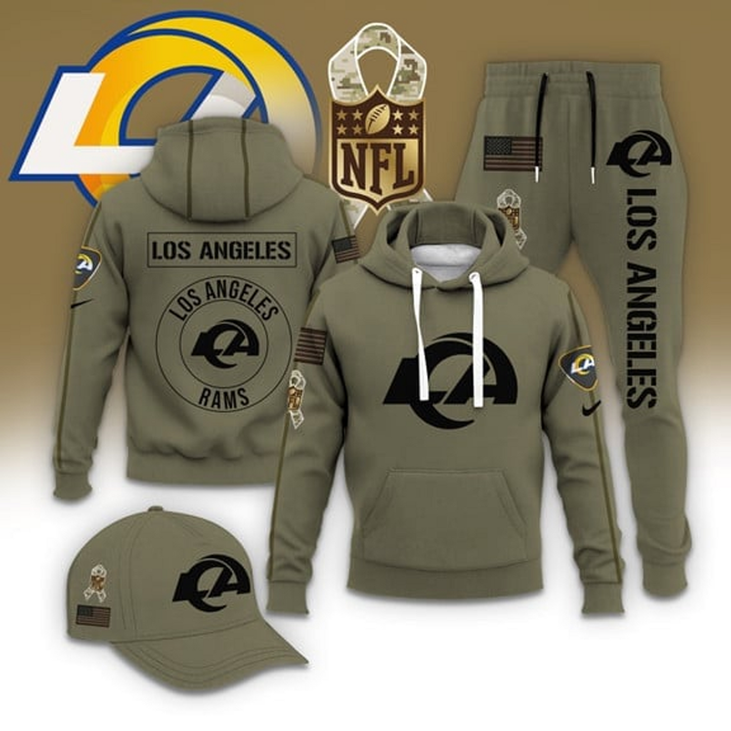 LAR X NFL Casual Outfit Set - Hoodie, Jogger, and Cap V1 NAK THUONGNH
