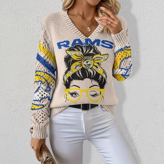 LAR x NFL Crochet Sleeve V-Neck Sweater DDT HLPHUONG