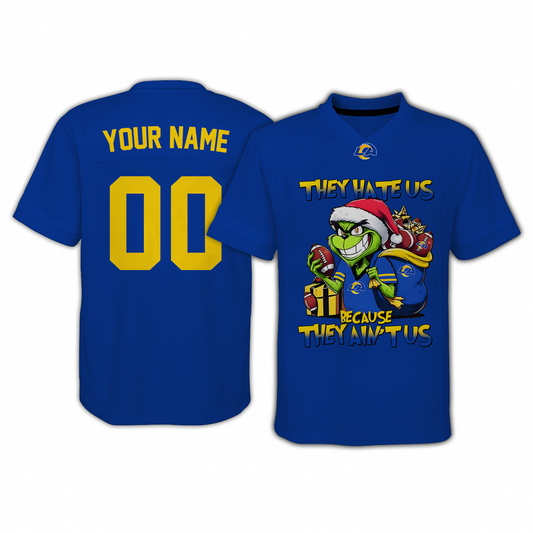 LAR x NFL They Hate Us Because They Ain't Us Grinch Christmas-V-neck Short Sleeve Jersey DatND DVT
