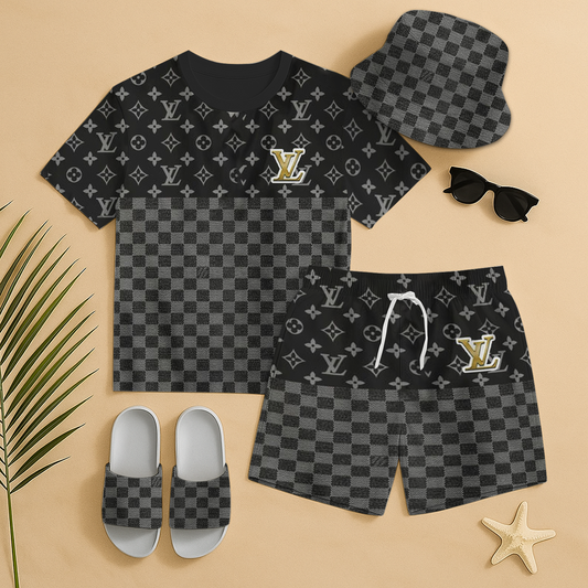 LV Summer Luxury set T-Shirt & Shorts & Hat & Sandals V1 DatND DVT