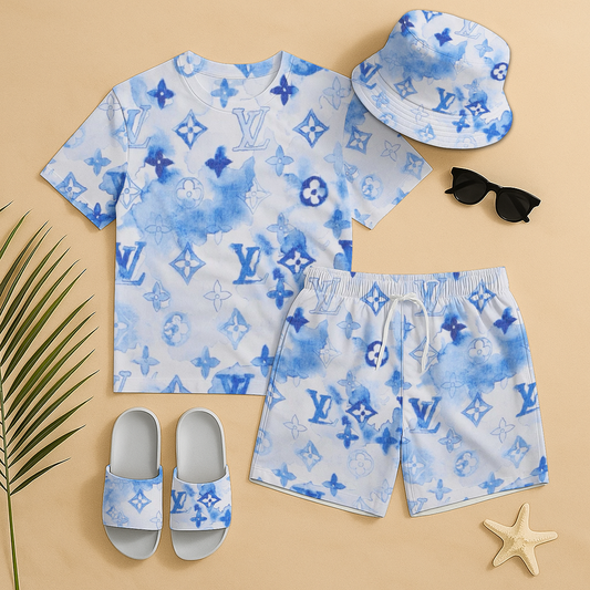 LV Summer Luxury set T-Shirt & Shorts & Hat & Sandals V2 DatND DVT