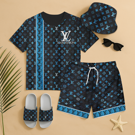 LV Summer Luxury set T-Shirt & Shorts & Hat & Sandals V4 DatND DVT