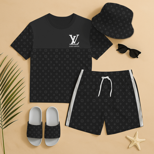 LV Summer Luxury set T-Shirt & Shorts & Hat & Sandals V5 DatND DVT