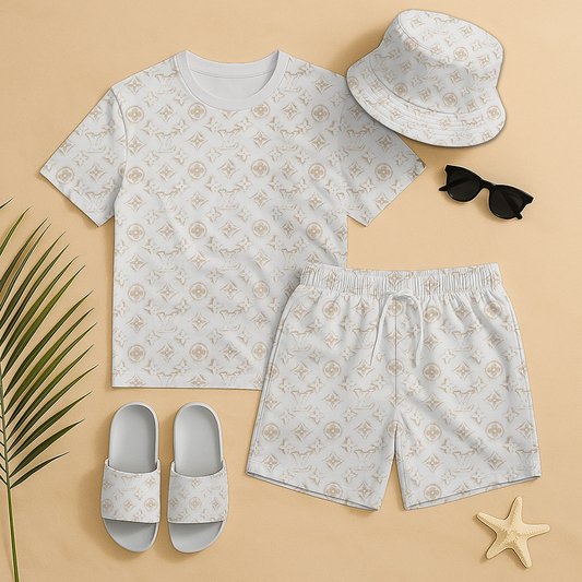 LV Summer Luxury set T-Shirt & Shorts & Hat & Sandals V6 DatND DVT