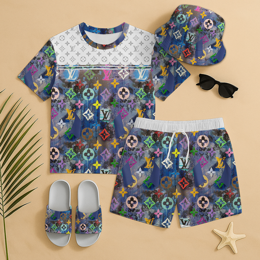 LV Summer Luxury set T-Shirt & Shorts & Hat & Sandals V7 DatND DVT