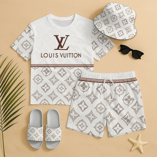LV Summer Luxury set T-Shirt & Shorts & Hat & Sandals V8 DatND DVT
