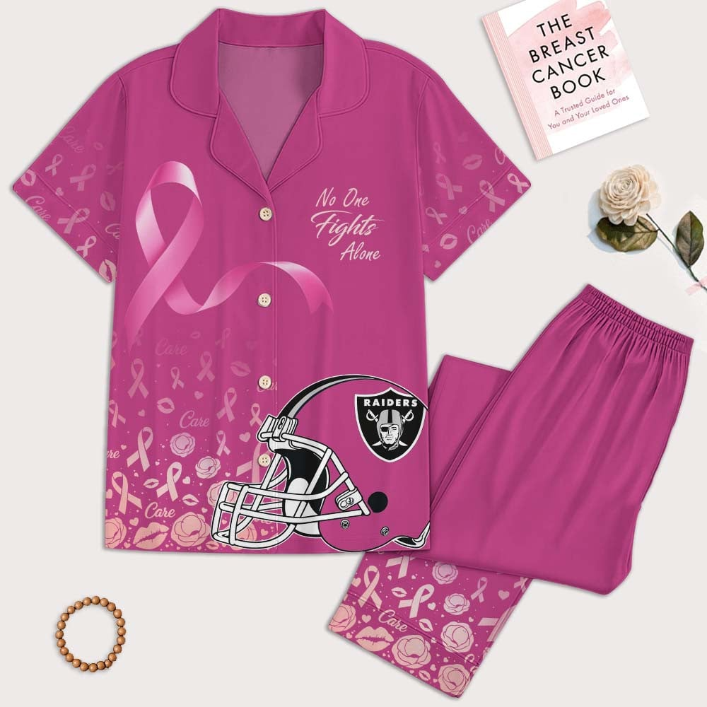 LVR Premium NFL Breast Cancer October Button Pajamas Set DDT NTL