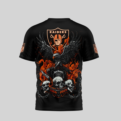 LVR Premium NFL Flaming Eagle Skull T-Shirt DDT CTND