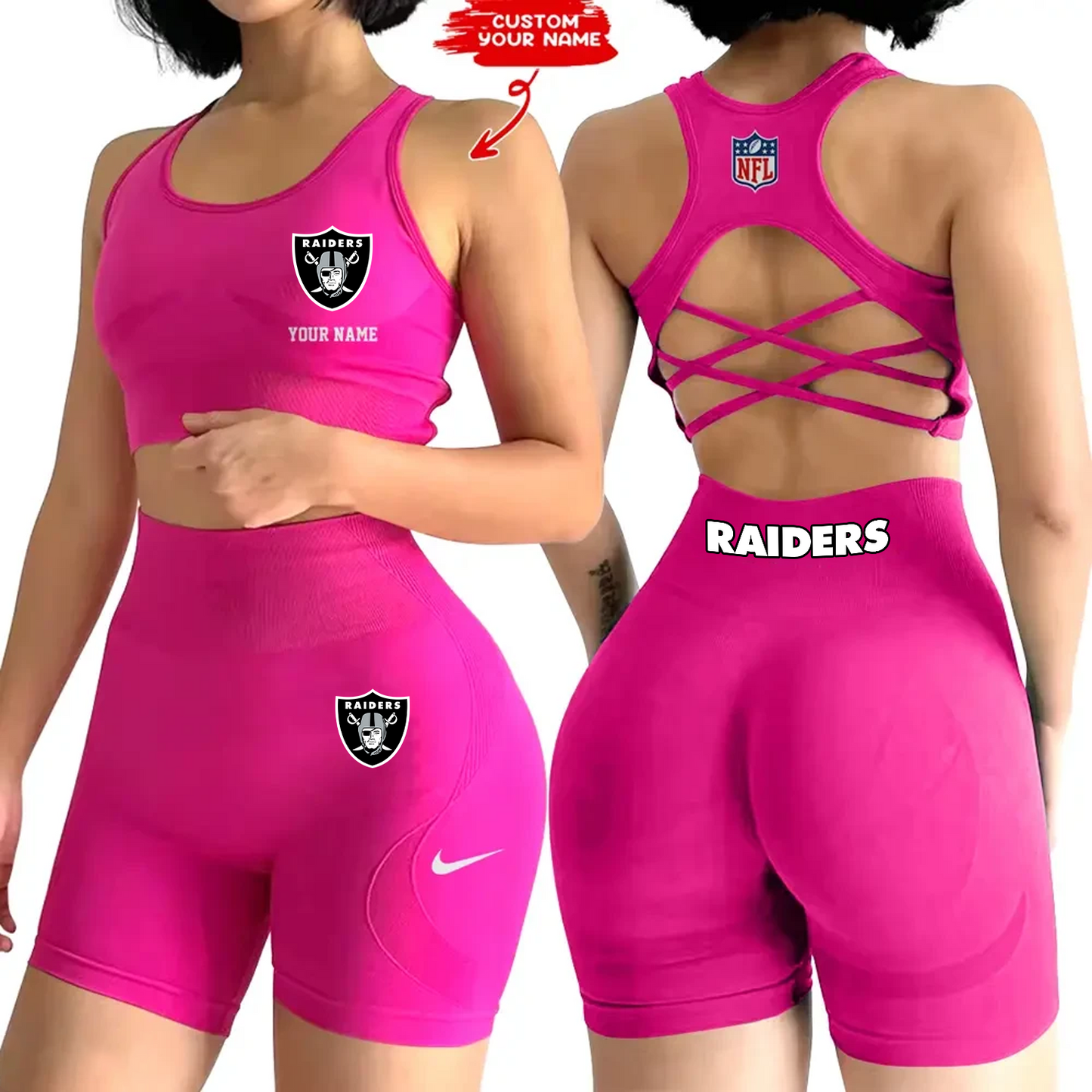 LVR x NFL 2-PCS Women's Seamless Yoga Set Sexy Sport Bra High Waist Sports Shorts DATND TANTD