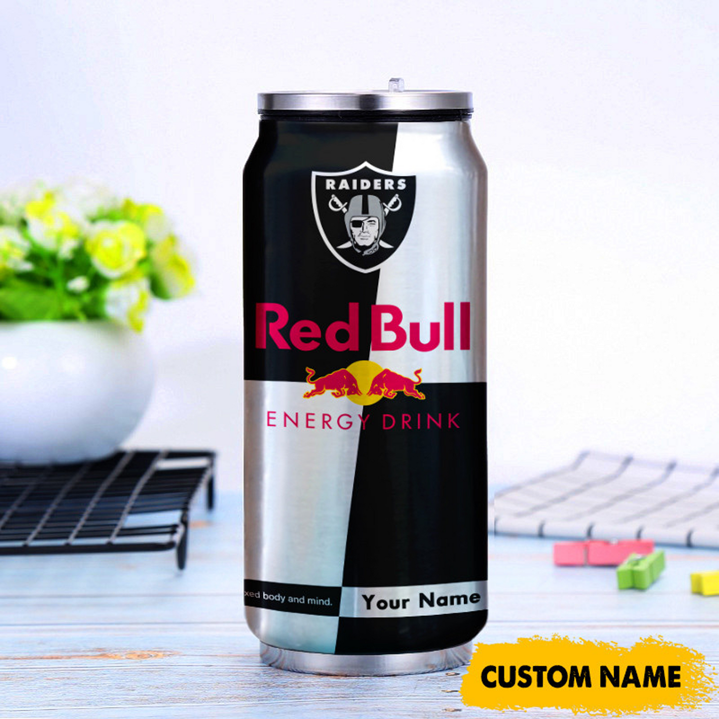 LVR x NFL Mix RedB Drink Can Tumbler Custom Any Name DATND TANTD