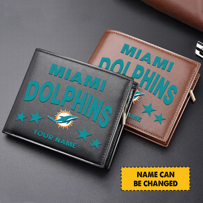 MIA Football Leather Man Black Brown Wallet Personalized Any Name DATND TANTD