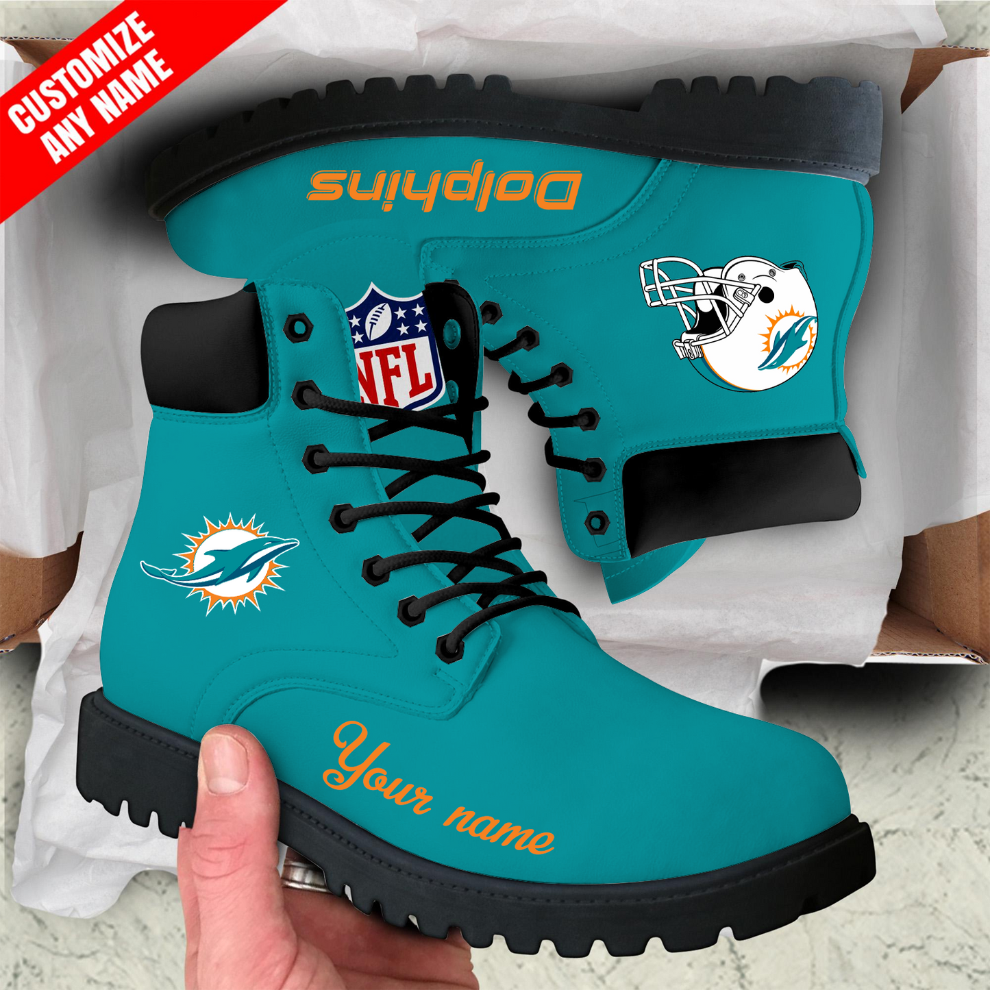 MIA x NFL Custom Leather Boots DATND TANTD
