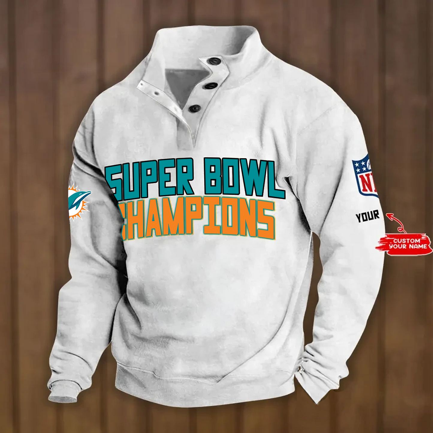 MIA x NFL Double Breasted Stand Collar Hoodies DATND TANTD